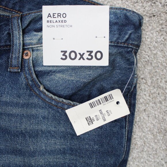 Aéropostale Jeans NWT Mens 30x30 Blue AERO Relaxed Non Stretch Distressed Denim - Picture 9 of 13